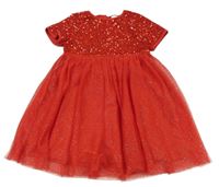 Červené tylové šaty s flitry F&F