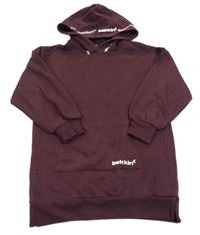 Mahagonová dlouhá mikina s logem a kapucí Bekkin