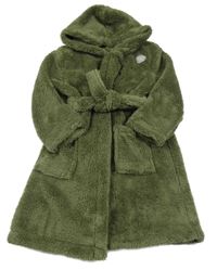 Nové - Khaki chlpatý župan s kapucňou George