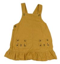 Hořčicové laclové manšestrové šaty s kočičkami F&F