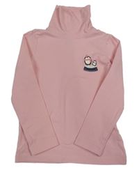 Svetloružové tričko s rolákom a tučňáky Lupilu