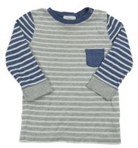 Sivo-bielo-modré pruhované tričko Topolino