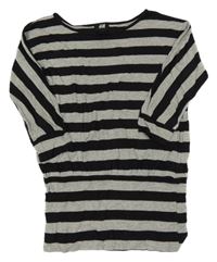 Sivo-čierne pruhované tričko H&M