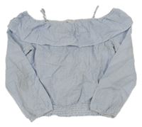 Modro-biela pruhovaná blúzka s volány H&M
