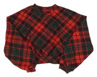 Červeno-zelená kockovaná crop mikina H&M
