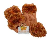 Nové - Dámské broskvové pleteno/chlupaté bezprstové rukavice s klopou 