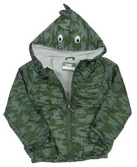 Khaki army šušťáková jesenná bunda s kapucňou