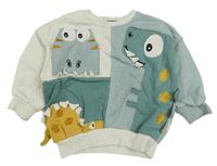 Smetanovo-světlemodrá mikina s dinosaury George