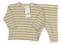 2set - Béžové pruhované úpletové triko + tepláky F&F