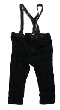 Nové - černé manšestráky s kšandami H&M