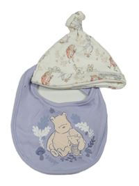 2set - Smetanová čepice se žabákem + lila bryndák s Púem 