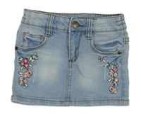 Svetlomodrá rifľová sukňa s kvietkami Kiki&Koko