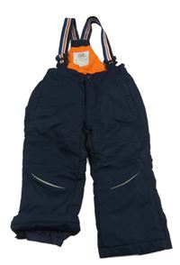 Tmavomodré šusťákové funkční oteplovačky s kšandami Kanz