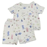 2 set - Bílé tričko s podmořským světem + kraťasy George
