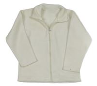 Biela fleecová prepínaci mikina s výšivkou