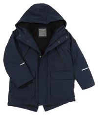 Tmavomodrá šušťáková zimná bunda s kapucňou Primark