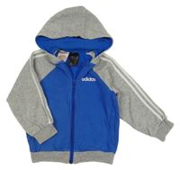 Modro-šedá propínací mikina s kapucí Adidas