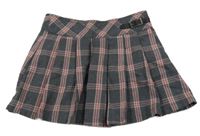 Tmavošedo-ružová kockovaná skladaná sukňa C&A