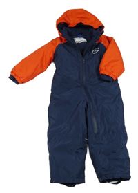 Červeno-tmavomodrá šusťáková zimní kombinéza s hvězdou a    kapucí Lupilu