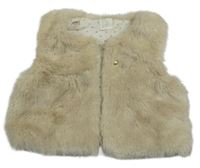 Béžová kožušinová podšitá vesta H&M