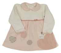 Bílo-růžové pletené šaty s králíčkem a límečkem Mayoral