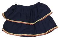 Tmavomodrá mušelínová sukňa s barevným lemem River Island