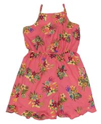 Růžový květovaný kraťasový overal Primark