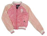 Růžová šusťákovo/síťovaná jarní bunda s tygrem 