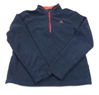 Tmavomodrá fleecová funkčná mikina s logom Qechua