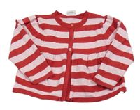 Červeno-svetloružový pruhovaný melírovaný prepínaci sveter Next