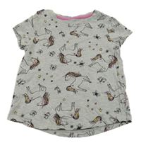 Šedé tričko s jednorožci Nutmeg