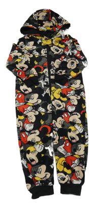 Tmavošedá plyšová kombinéza s Mickeym a kapucí Disney
