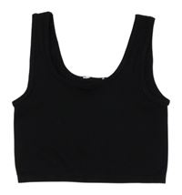 Čierny rebrovaný crop top