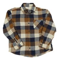 Hnědo-tmavomodro-bílá kostkovaná košile H&M