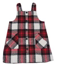 Čierno-červeno-biele kockované šaty s vreckami Primark