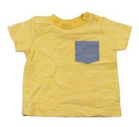 Žlté melírované tričko s vreckom M&Co.
