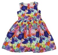 Farebné kvetinové plátenné šaty H&M