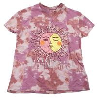 Ružové vzorované tričko so slniečkom Tu