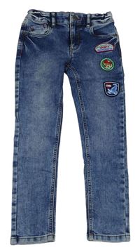 Modré skinny rifle s nášivkami C&A