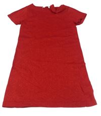 Červené trblietavé svetrové šaty s mašlou H&M