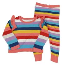 2set - Barevný pruhovaný svetr s volánky + kalhoty GAP