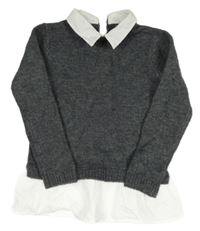 Tmavošedý svetr se všitou halenkou Primark