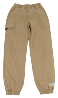 Béžové cuff šušťákové nohavice Shein