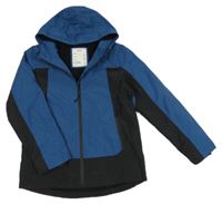 Modro-čierna šušťáková zateplená bunda s kapucňou M&S