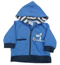 Modro-tmavomodrá prepínaci mikina s velrybou a kapucňou