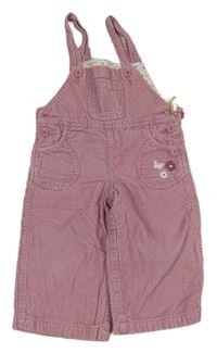 Světlerůžové manšestrové laclové kalhtoy s kytičkami Impidimpi