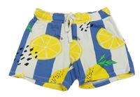 Modro-bílé pruhované teplákové kraťasy s citrony H&M