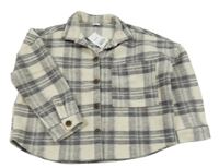 Nové - Šedo-béžová kostkovaná košilová bunda Next