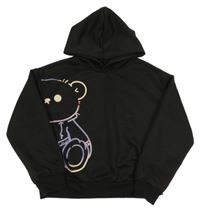 Čierna crop mikina s medvedíkom a kapucňou Shein