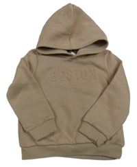 Béžová mikina s 3D nápisom a kapucňou Shein